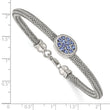 Stainless Steel Polished and Textured Blue Crystal 7.25 in. Bracelet