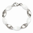 Stainless Steel And White Ceramic Polished Bracelet