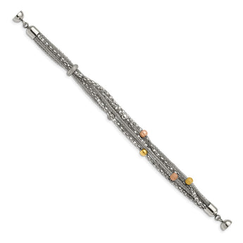 Stainless Steel Rose and Yellow IP-plated Mesh Bracelet