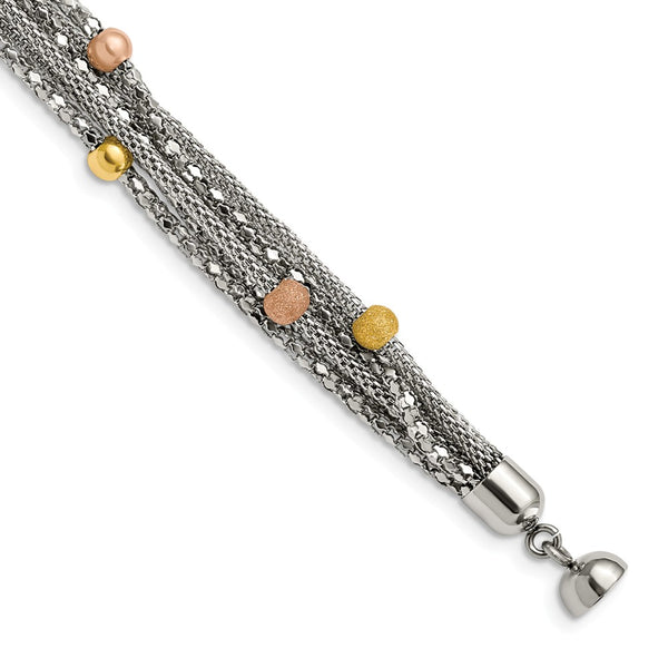Stainless Steel Rose and Yellow IP-plated Mesh Bracelet