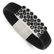 Stainless Steel Polished Black CZ Rubber band Bracelet