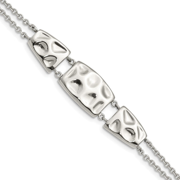 Stainless Steel Polished Textured w/ 1in ext Bracelet