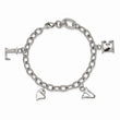 Stainless Steel Polished and Textured LOVE Charm Bracelet