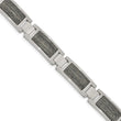 Stainless Steel Brushed with Gray Wood Inlay 8.75in Link Bracelet