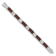 Stainless Steel Brushed with Wood Inlay 8.75in Link Bracelet
