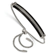 Stainless Steel Polished Black IP-plated w/Black CZ Adjustable Bracelet