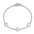 Stainless Steel Polished 7in Hearts Bracelet