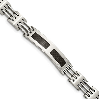 Stainless Steel Black Carbon Fiber Inlay 8.5in ID Bracelet