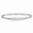 Stainless Steel Polished Figaro Chain w/Removeable ID Plate 8.5in Bracelet