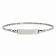 Stainless Steel Polished Box Chain w/Removeable ID Plate 8.5in Bracelet