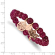 Stainless Steel Antiqued & Polished Rose IP Dragonfly Pink Dyed Jade Bracel