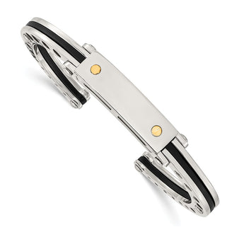  Stainless Steel Yellow IP-plated Diamond Accent Tie