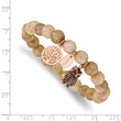 Stainless Steel Antiqued & Polished Rose IP Owl Taupe Dyed Jade Bracelet