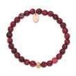 Stainless Steel Polished Rose IP-plated Red Jade Stretch Bracelet