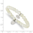 Stainless Steel Polished Lotus Mother of Pearl Beaded Stretch Bracelet