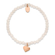 Stainless Steel Polished Rose IP-plated LOVE Heart Jade Stretch Bracelet