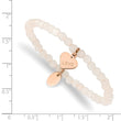 Stainless Steel Polished Rose IP-plated LOVE Heart Jade Stretch Bracelet