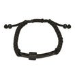 Stainless Steel Polished Black IP Black Nylon Adjustable Cross Bracelet