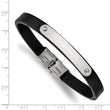 Stainless Steel Polished Leather 8.5in ID Bracelet