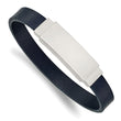 Stainless Steel Polished Blue Leather 8.5in ID Bracelet