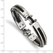 Stainless Steel Black Rubber Hinged Bangle