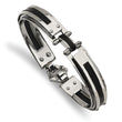 Stainless Steel Black Rubber Hinged Bangle