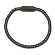 Stainless Steel Polished Black IP Braided Wire & Rubber 8.25in Bracelet