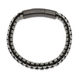 Stainless Steel Brushed Black IP Black/Grey Nylon 8.25in Bracelet
