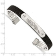 Stainless Steel Black Rubber Cuff Bangle