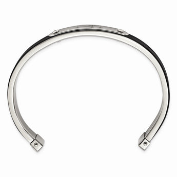 Stainless Steel Black Rubber Cuff Bangle