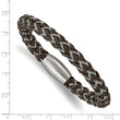 Stainless Steel Brushed Wire and Rubber Braided 8.5in Bracelet