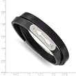 Stainless Steel Brushed & Polished Arrow Leather 15in w/.5in ext. Wrap Brac