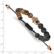 Stainless Steel Polished Rose IP Lava Stone and Tiger's Eye Adj. Bracelet