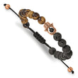 Stainless Steel Polished Rose IP Lava Stone and Tiger's Eye Adj. Bracelet