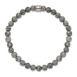 Stainless Steel Polished Grey Jasper Stretch Bracelet