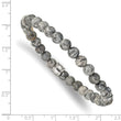 Stainless Steel Polished Grey Jasper Stretch Bracelet