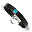 Stainless Steel Polished Leather w/Imit. Turquoise w/1.25in ext. Bracelet