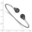 Stainless Steel Polished with Hematite Flexible Cuff Bangle