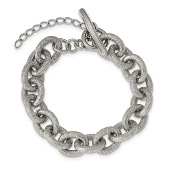Stainless Steel Polished and Textured 7 inch Bracelet