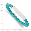 Stainless Steel Polished Reconstructed Turquoise Stretch ID Bracelet