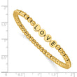 Stainless Steel Antiqued and Polished Yellow IP LOVE Stretch Bracelet