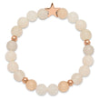 Stainless Steel Polished Rose IP Star White/Pink Aventurine Stretch Bracele