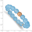 Stainless Steel Rose IP-plated Blue Chalcedony Stretch Bracelet