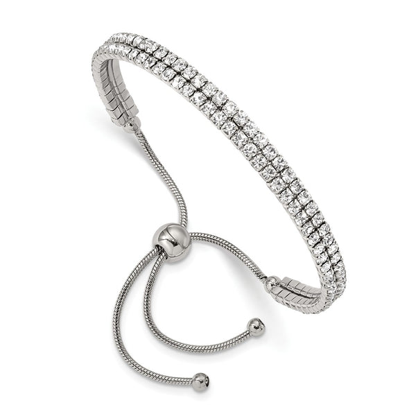 Stainless Steel Polished Preciosa Crystal Adjustable Bracelet