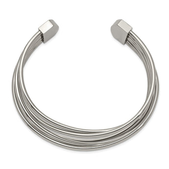 Stainless Steel Polished Twisted 18.00mm Cuff Bangle