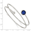 Stainless Steel Polished with Blue Glass Flexible Bangle