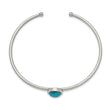 Stainless Steel Polished w/Reconstructed Turquoise Flexible Cuff Bangle