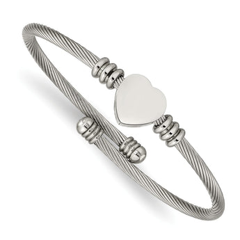 Stainless Steel Polished Heart Flexible Bangle
