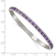 Stainless Steel Polished with Purple CZ 5.00mm Hinged Bangle