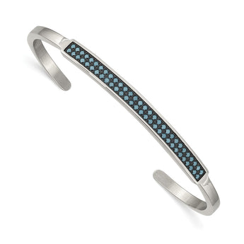 Stainless Steel Polished w/Reconstructed Turquoise 5.00mm Cuff Bangle